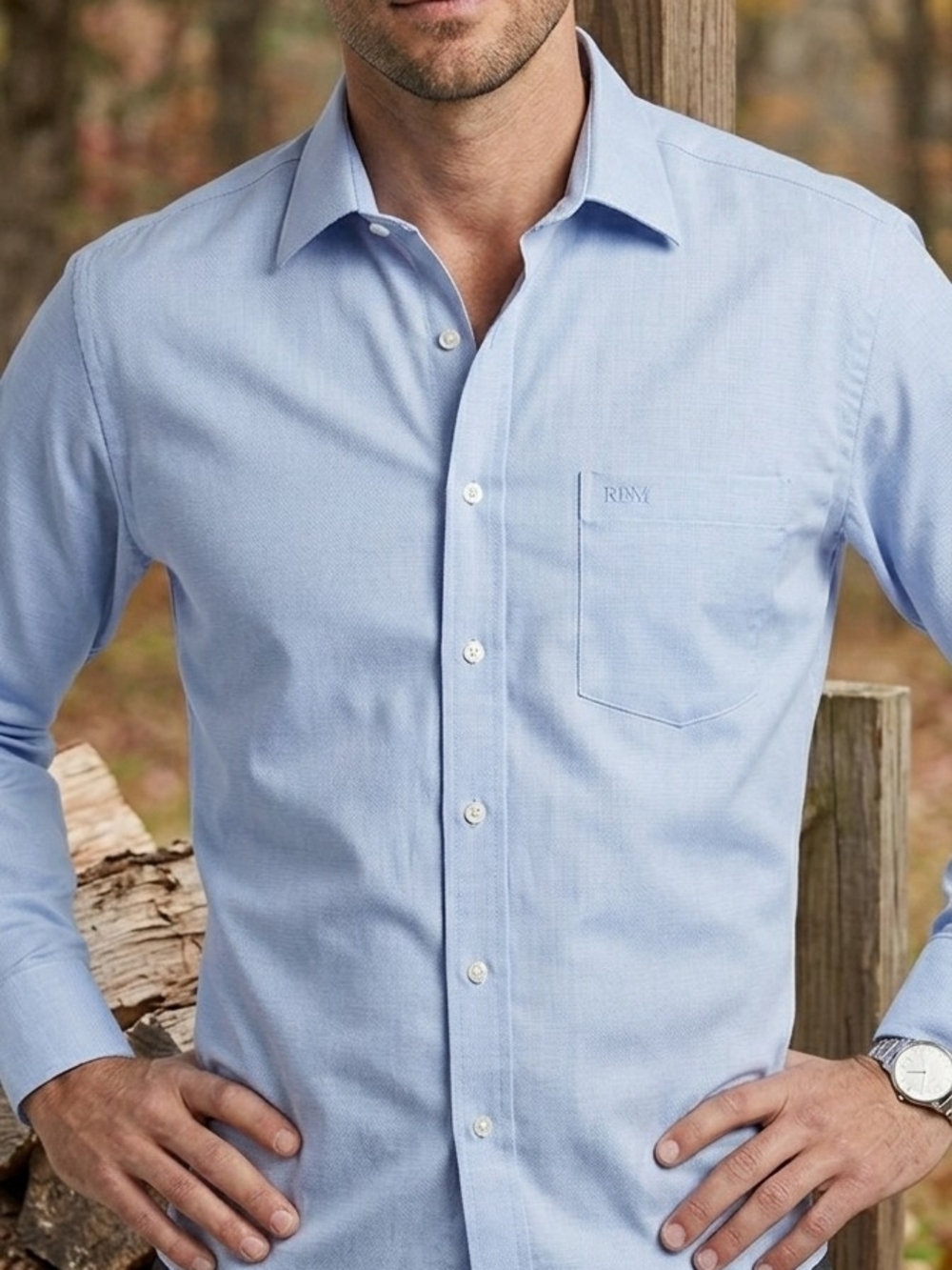 RBM Men's Light Blue Classic Button-Down Shirt Wirkware  -  MS 13
